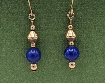 Gold-filled Lapis Lazuli Earrings, Small Lapis Earrings, Gold-filled Dangle Earrings