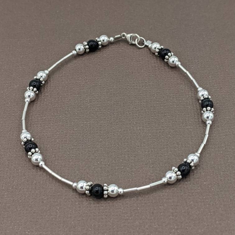 Silver Onyx Bracelet - Etsy