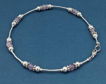Sterling Silver Light Amethyst Bracelet or Anklet, February Birthstone