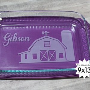Monogrammed pan, Custom pyrex, Personalized Casserole dish, Custom engraved baking dish, Personalized Bake dish, 9X13 Glass bakeware