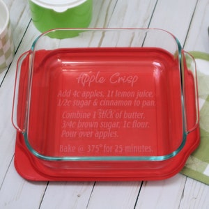 Monogram Square Baking Dish. 8x8 Pyrex Free Lid 