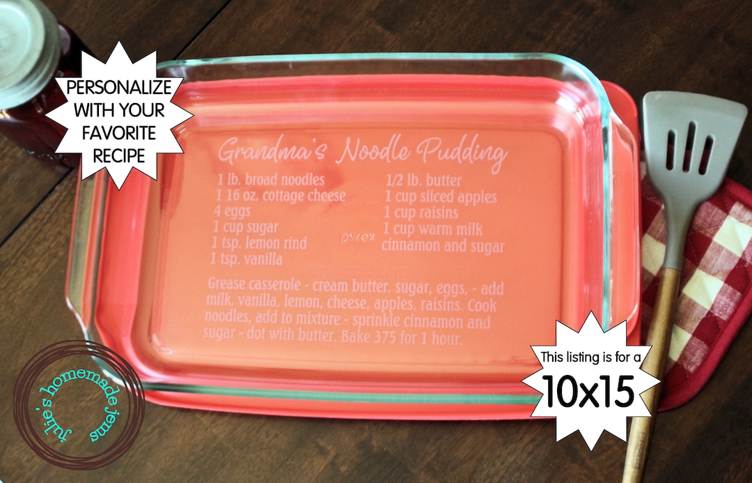 Favorite Recipe Personalized 9x13 casserole dish - Waverly Glass Works &  Engraving