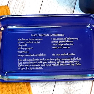 Personalized casserole dish, Engraved Recipe Pan, Personalized 9x13 Glass Baking Dish – Custom Engraved Casserole Pan