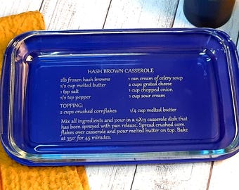 Personalized casserole dish, Engraved Recipe Pan, Personalized 9x13 Glass Baking Dish – Custom Engraved Casserole Pan