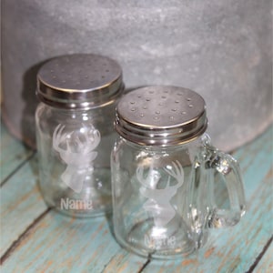 Mason Jar Salt & Pepper shakers, Wildlife Salt and Pepper shakers, Personalized salt and pepper shakers, Deer salt and pepper shakers