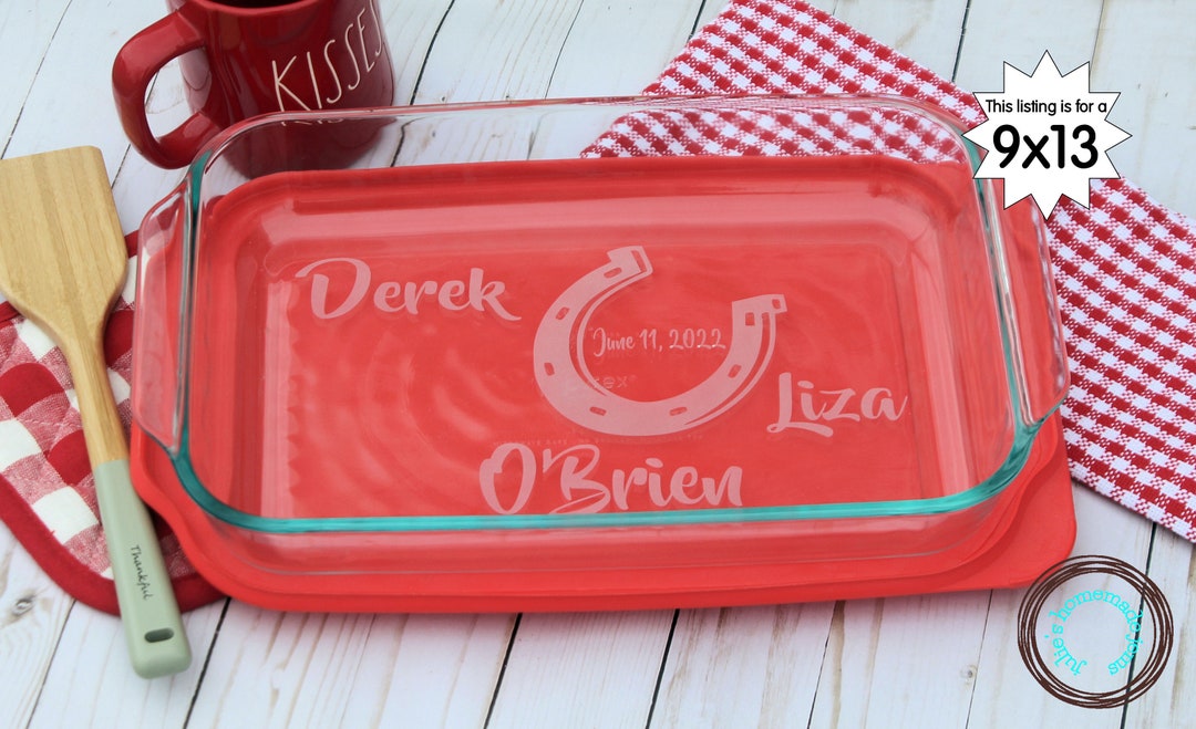 Personalized Casserole Dish, Etched Pyrex, Horseshoe Baking Dish ...