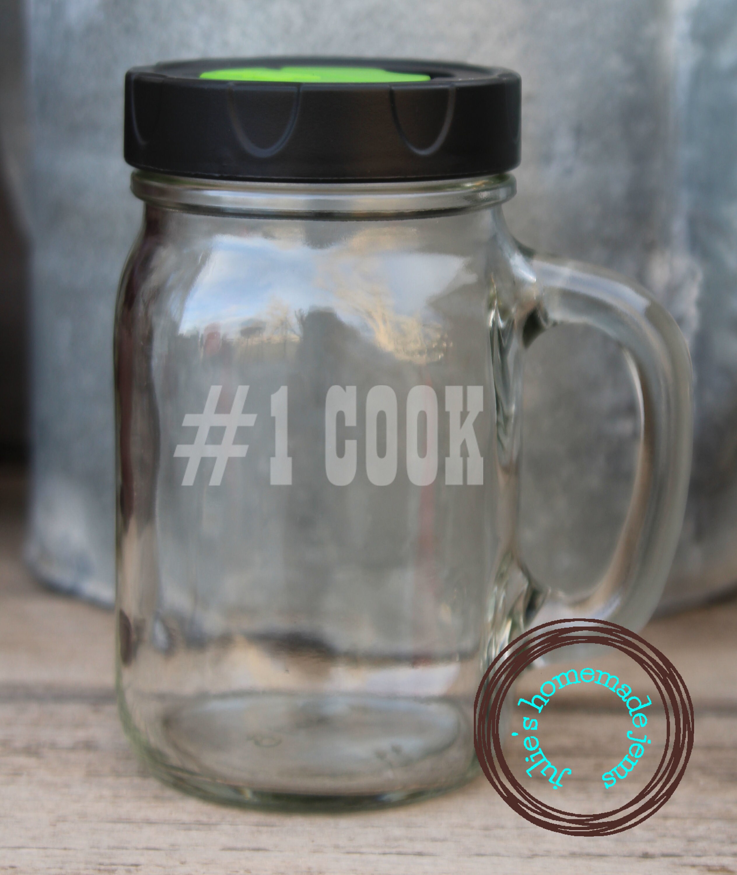 16 oz spice shaker jar with handle 1 Cook etched Mason jar Etsy