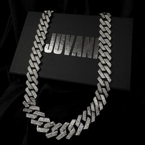 Iced Out Cuban Link Chain Necklace - 18mm Iced Out CZ Stone - High-Quality Rhinestone Chain for Men - Sparkling Silver Plated Hip Hop Chain