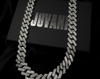 Iced Out Cuban Link Chain Necklace - 18mm Iced Out CZ Stone - High-Quality Rhinestone Chain for Men - Sparkling Silver Plated Hip Hop Chain