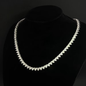 Diamant Herz Tennis Halskette - Labor erstellt Diamant 14k Weißgold Halskette - funkelnder CZ Brautschmuck - perfektes Geschenk für sie / ihn