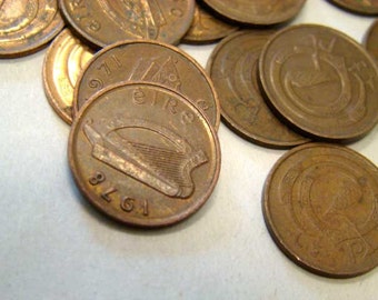 Two Vintage Irish Pennies Irish Decimal Coins Eire Pennies With or Without Hole for Pendants