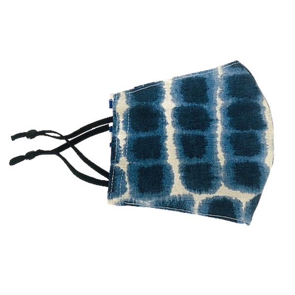 Indigo Tie Dye Face Mask with PM 2.5 filter for additional protection
