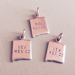 New Mexico State Charm Pendant with Loop, Antique Silver, Great for Charm Bracelets, Necklaces, Earrings
