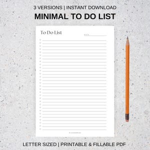 Task Tracker & To Do List Printable | Simple Tasks List Template | Letter Sized Printable and Fillable PDF | Three Versions Available