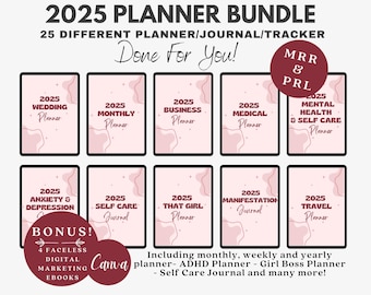 2025 Digital Planner, MRR PLR, Plr Planner Bundle, Mrr Digital Planner, Mrr Digital Products, DFY Planner, Plr Journal, Master Resell Rights