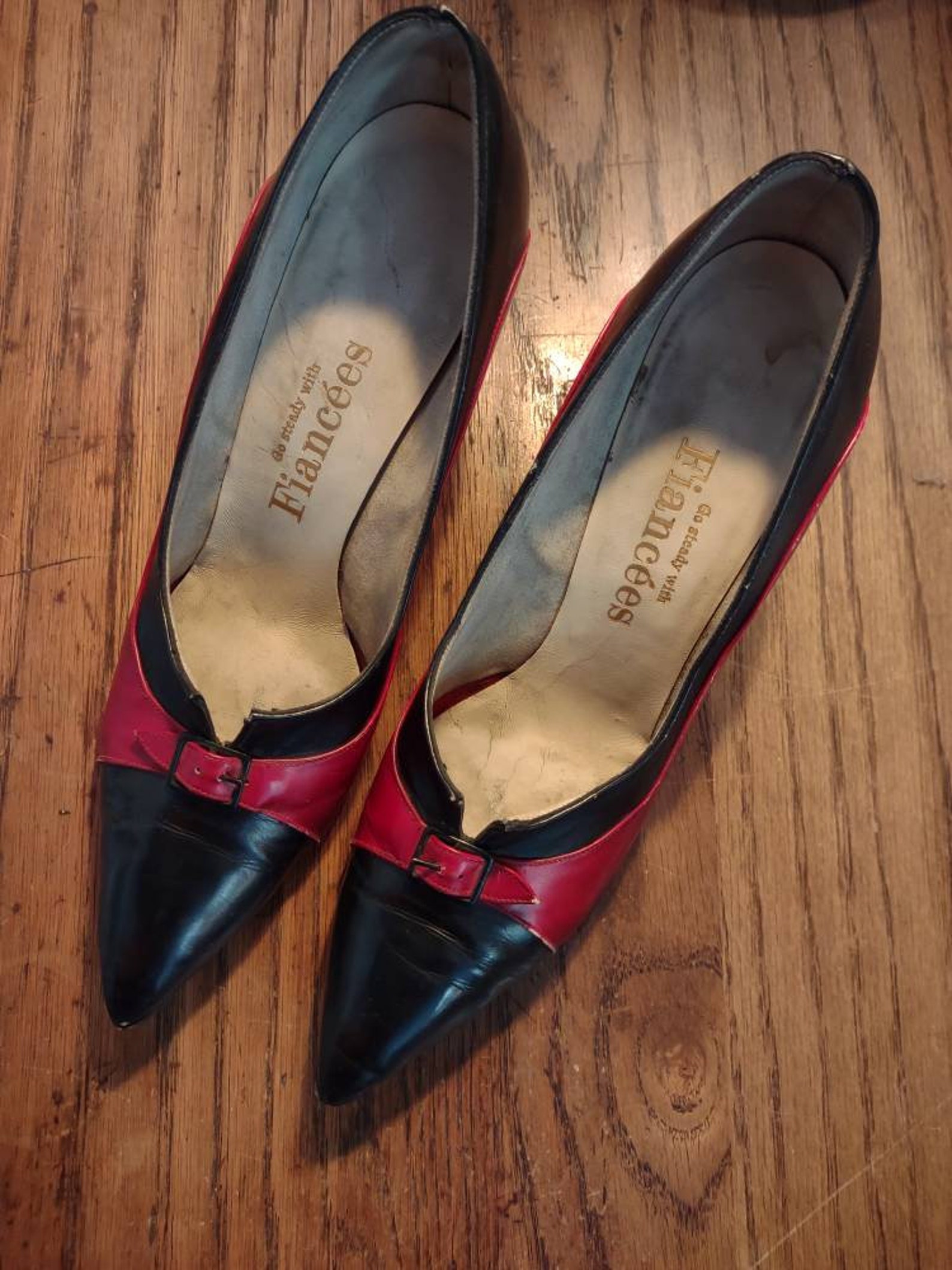 1950s Women's Fiancées Dress Shoes Red and Black Pumps | Etsy