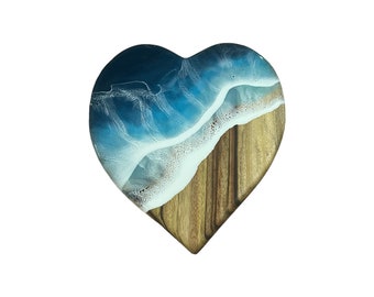 Heart Ocean Wave Board | Heart Charcuterie Board | Ocean Wave Serving Board