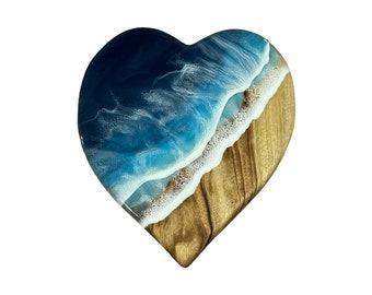 Heart Ocean Wave Board | Heart Charcuterie Board | Ocean Wave Serving Board