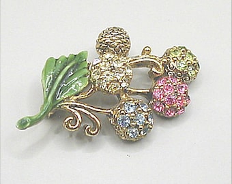 Vintage Small Hollycraft Rhinestone Bouquet Brooch