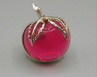Sarah Coventry Fuchsia Color Lucite Apple Pin