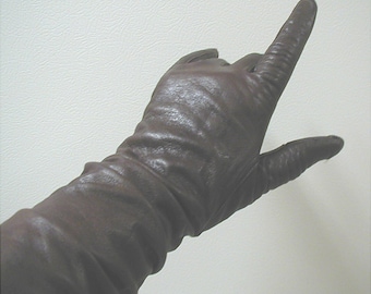 Vintage Long Brown Leather Gloves Sz 7 1/2 Read Description