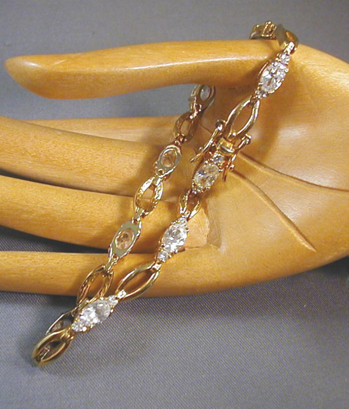 Signed Roman Tennis Bracelet Slim Delicate Gold Tone Etsy