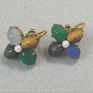 12K GF Scarab Screw Back Earrings Signed WRE