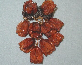 Vintage Haskell Style Celluloid Cluster Brooch