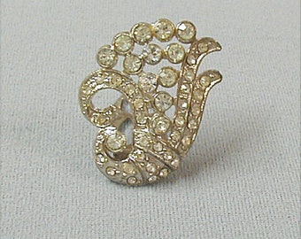 Clear Crystal Rhinestone Pot Metal Dress Clip