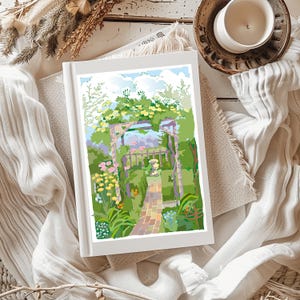 Illustrated Colorful Garden Path Journal | Matte Hardcover | Nature Lover Notebook | Botanical Diary | Gift for Writers | Floral Sketchbook