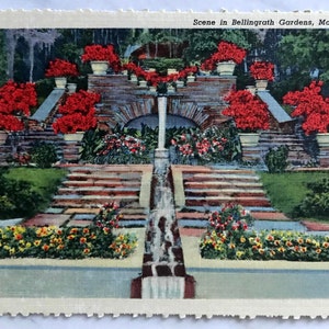 Vintage 1937 UNUSED Linen Postcard - Scene a Bellingrath Gardens, Mobile, Alabama - Genuine Curteich-Chicago "C.T. Art-Colortone"