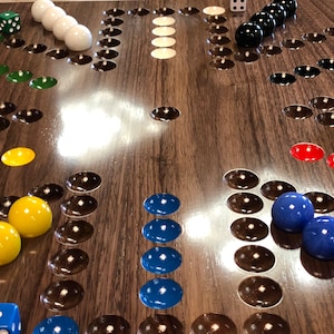 Deluxe Two Sided - 20&quot;X20&quot;  6/4 player Solid Walnut Aggravation Game Board