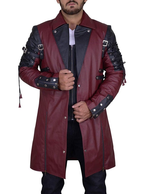 Lederjacke Ledermantel Herren Gothic Herren Kunstledermäntel