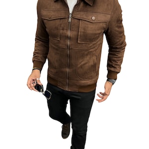 Men Classic Leather Jacket Suede Leather Jacket Best Gift for Him