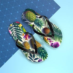 Tropical Floral Flip Flops: Summer Beach Vacation Sandals