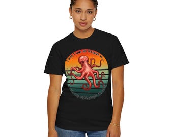 Vibrant Octopus Graphic Tee: Unisex Garment-Dyed Cotton T-Shirt