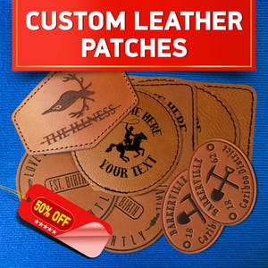 Custom Leather Patches, Laser Engraved Leather Patch, Heat Transfer Iron On Genuine Leather, Company Logo Patch, Personalized Leather Patch
