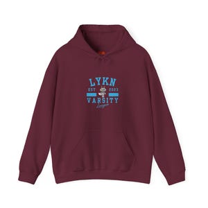 Sudadera con capucha unisex de mezcla pesada estilo universitario LYKN Lykyou, T-pop Maroon