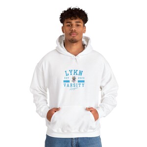 Sudadera con capucha unisex de mezcla pesada estilo universitario LYKN Lykyou, T-pop White