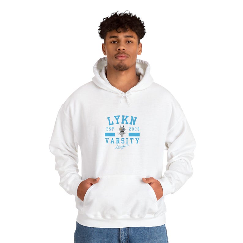 Sudadera con capucha unisex de mezcla pesada estilo universitario LYKN Lykyou, T-pop White
