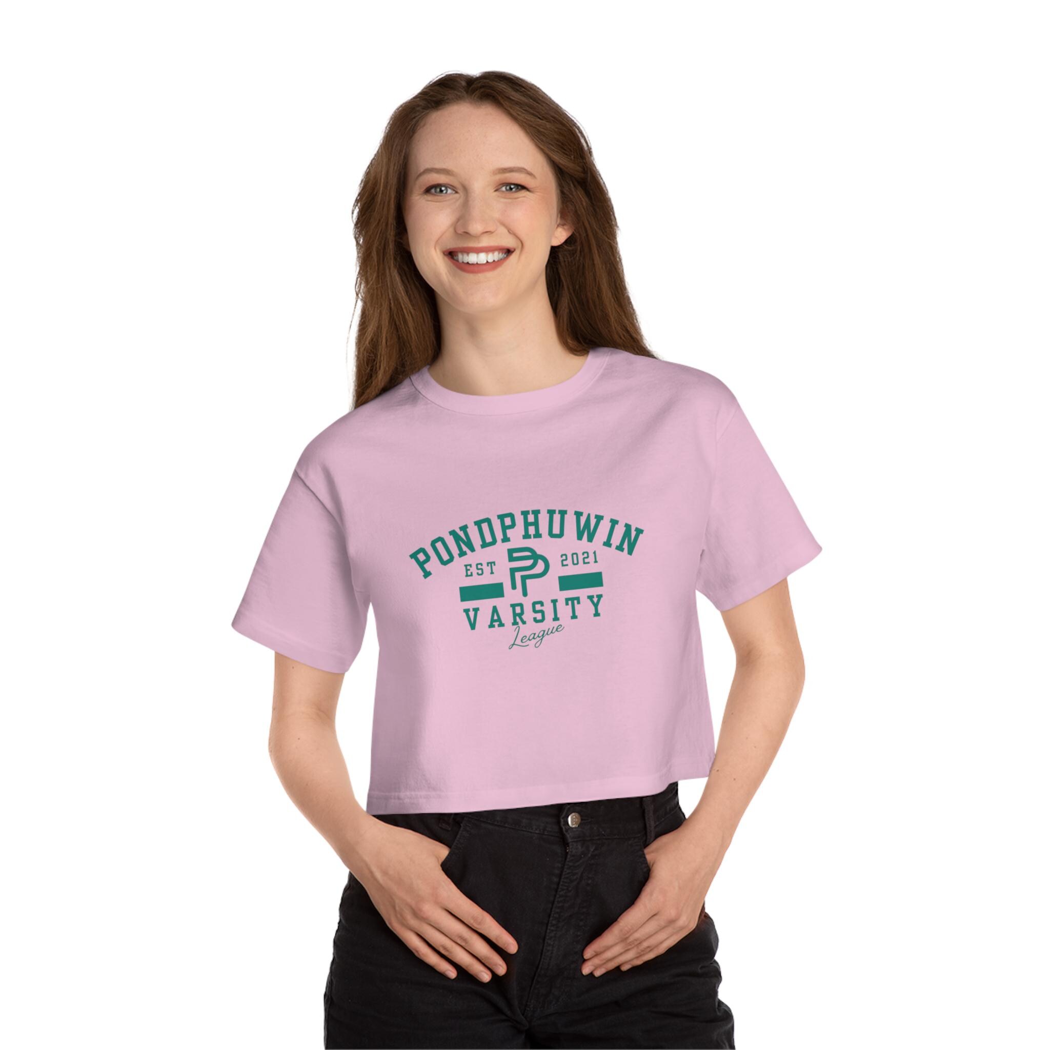 Pondphuwin Logo Champion Women's Cropped T-shirt, Varsity Style