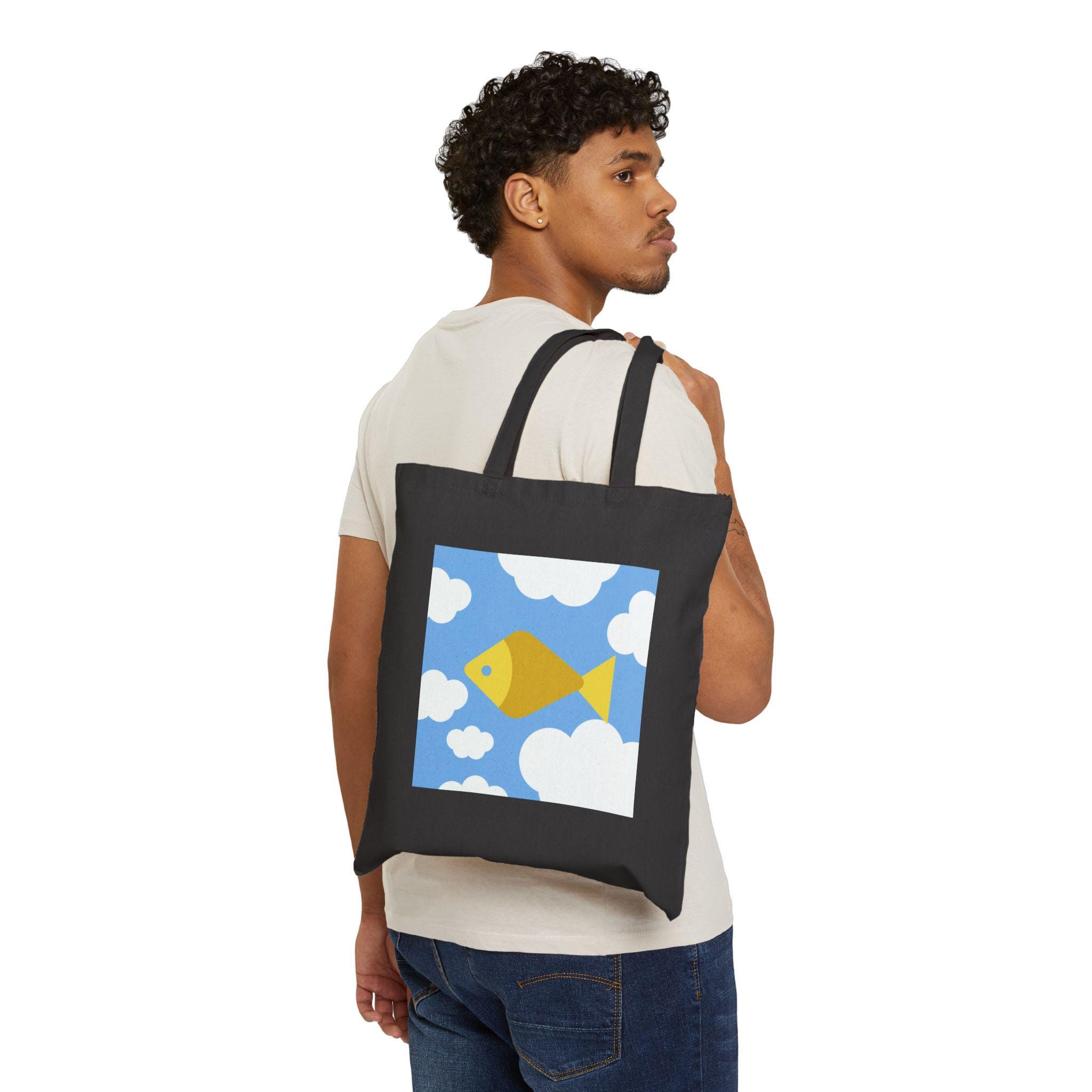 Fish Upon the Sky Cotton Canvas Tote Bag, Thai BL Series