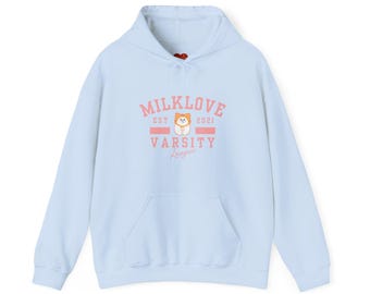 MilkLove Muv Muv Varsity Style Unisex Heavy Blend Hooded Sweatshirt, Thai GL