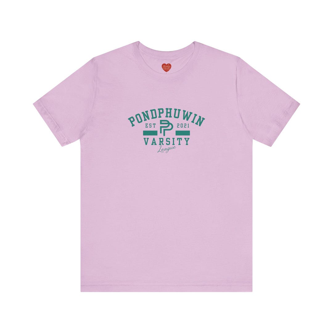 Pondphuwin Logo Varsity Style Unisex Tee, Short Sleeve, BL Thai