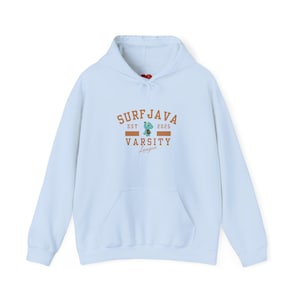 SurfJava Rexxa Mascot Varsity Style, uniseks sweater met capuchon, dik, Thais blauw