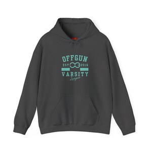 Sudadera unisex con capucha de mezcla pesada estilo universitario con el logotipo de Offgun, BL