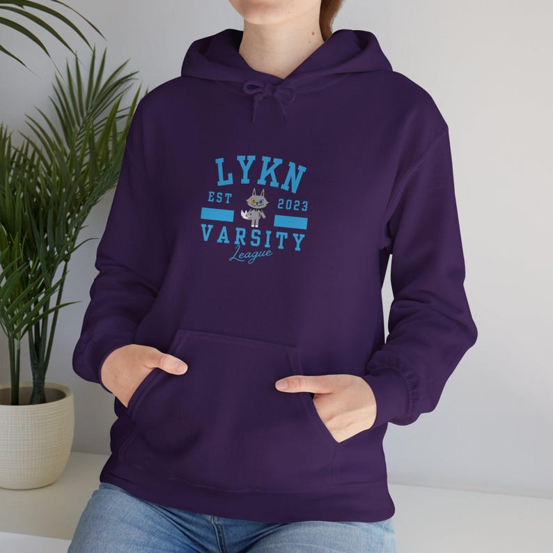 Sudadera con capucha unisex de mezcla pesada estilo universitario LYKN Lykyou, T-pop Purple