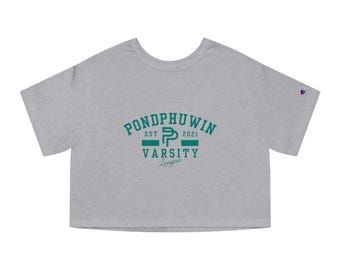 Pondphuwin Logo Champion Women's Cropped T-shirt, Varsity Style