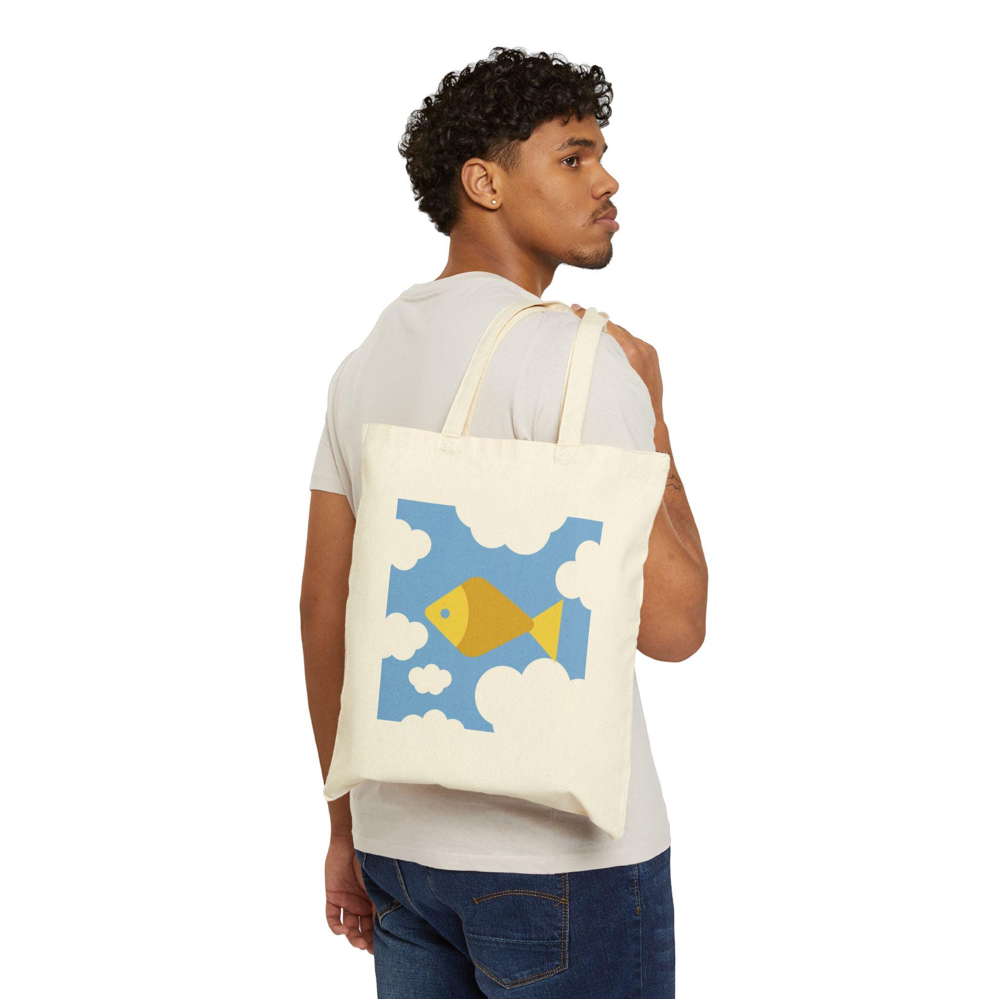 Fish Upon the Sky Cotton Canvas Tote Bag, Thai BL Series
