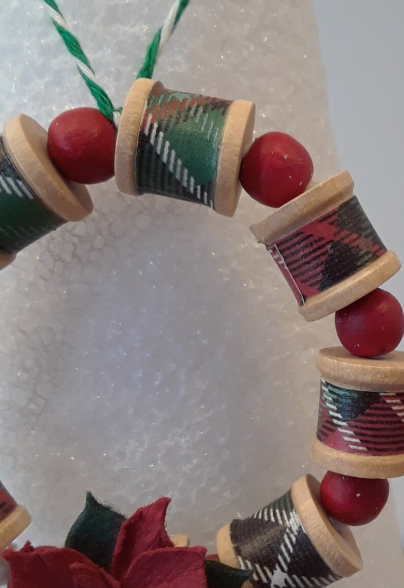 Wooden Spool Christmas Wreath Ornament/_Ready to Ship